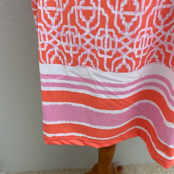 Cabana Life/Talbots Embroidered Tunic Dress Contrast Neckline Coral Lattice S - Picture 8 of 14